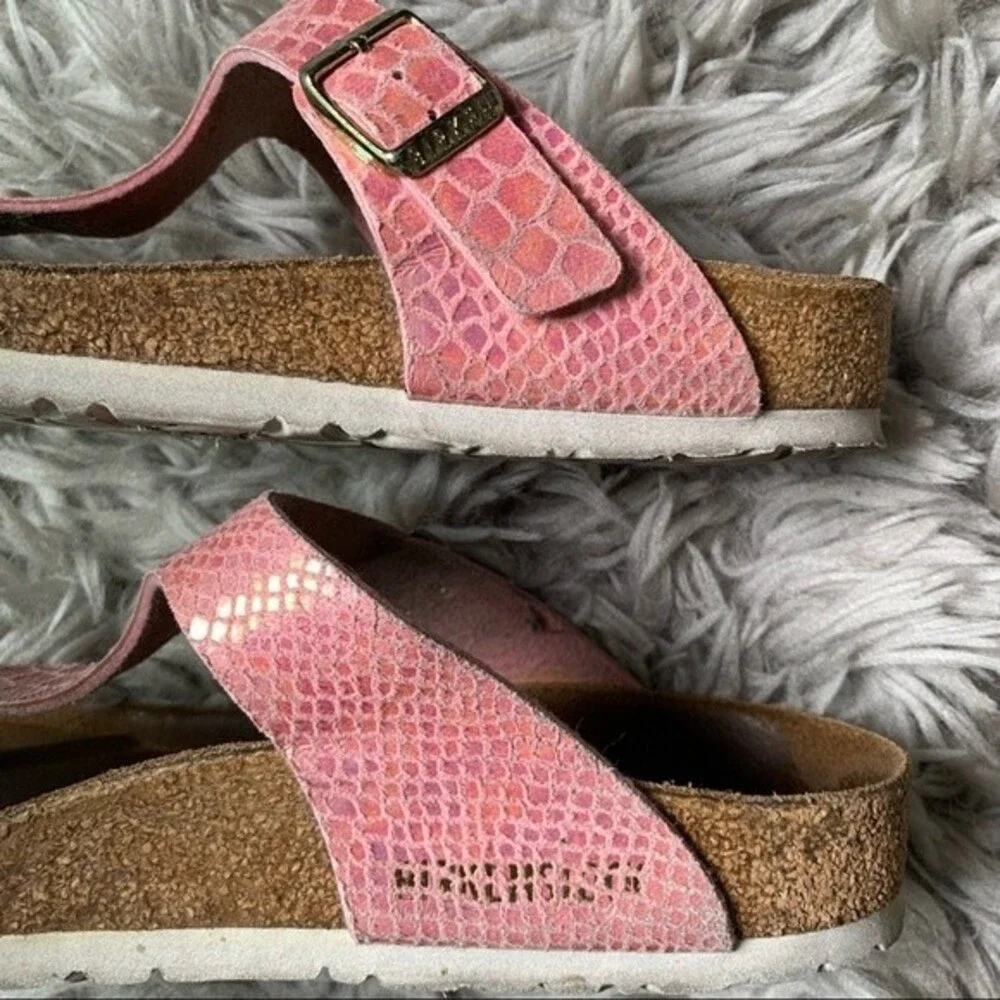Birkenstock Gizeh Birko-Flor metallic pink sandal women’s shoe size 37 US 6 6.5